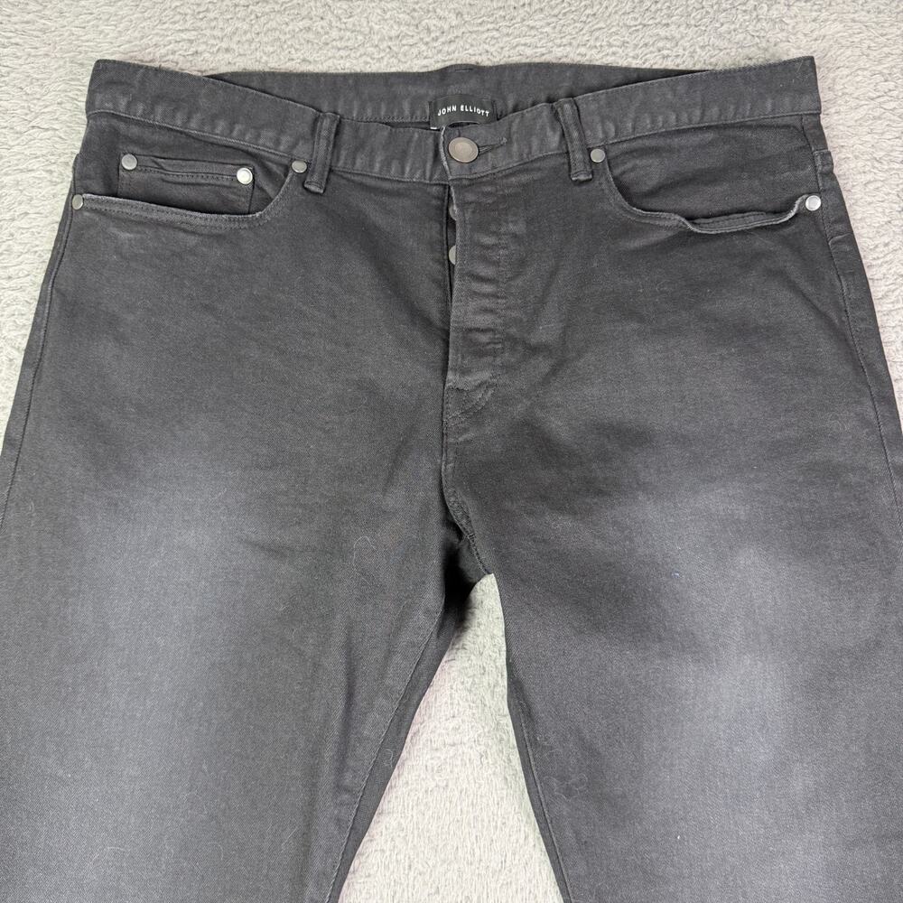 John Elliott Jeans Mens 36x32 Black Faded Slim Button Fly Japan Made